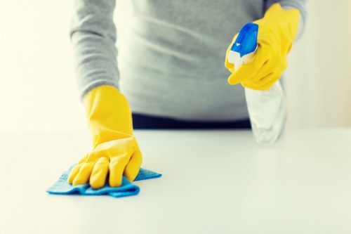 Professional carpet cleaning process in a Harefield business property